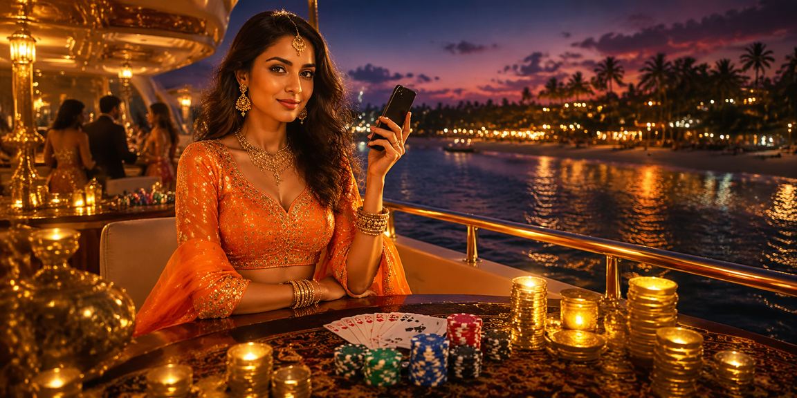 Live Casino poker game being played on a beach in Goa