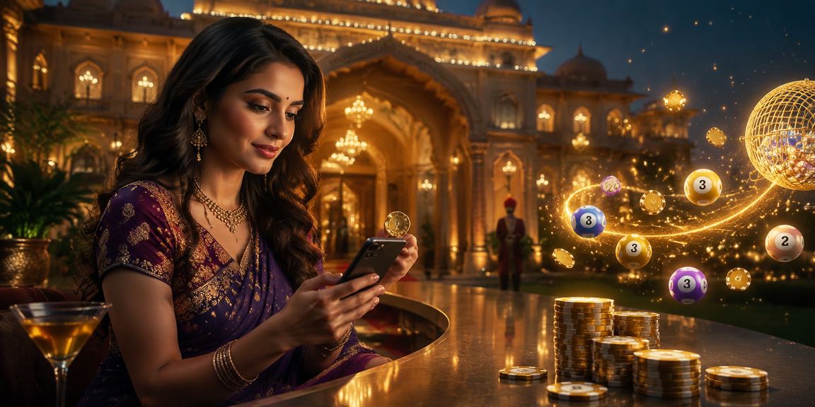 Indian model enjoying outdoor lottery entertainment